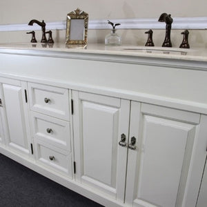 Bellaterra 72 in Double Sink Vanity-Wood 205072-D-CR-ES-WH, cream white (rub edge) / Cream Marble, Close view