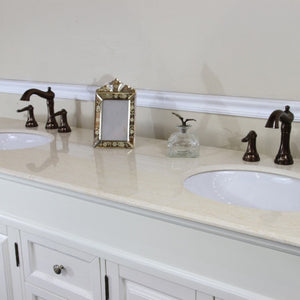 Bellaterra 72 in Double Sink Vanity-Wood 205072-D-CR-ES-WH, cream white (rub edge) / Cream Marble, Double Sink