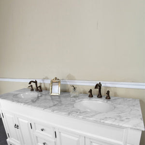 Bellaterra 72 in Double Sink Vanity-Wood 205072-D-CR-ES-WH, White (rub edge) / White Marble, Sink