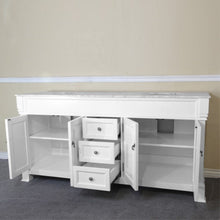 Load image into Gallery viewer, Bellaterra 72 in Double Sink Vanity-Wood 205072-D-CR-ES-WH, White (rub edge) / White Marble, Open