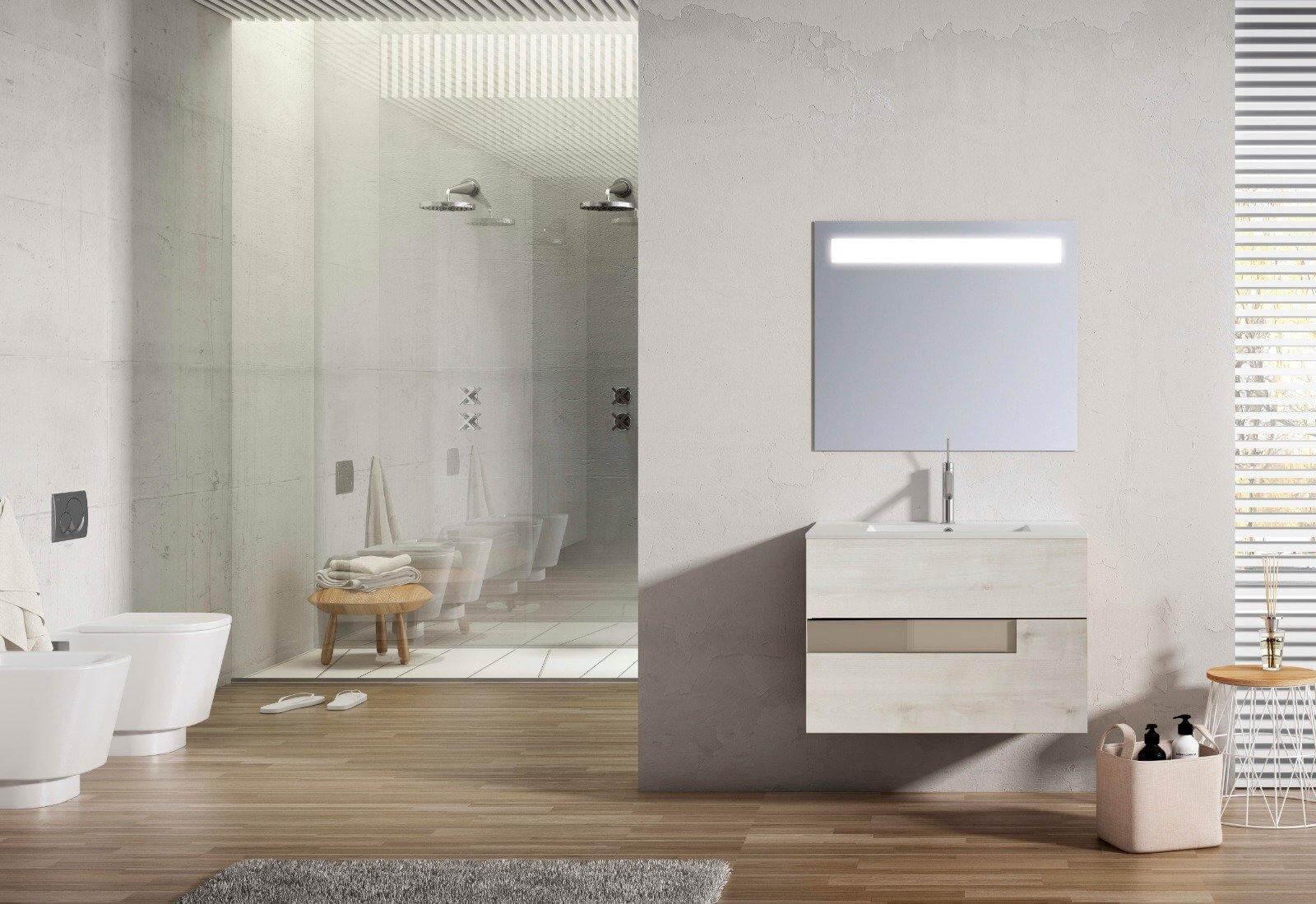 Lucena Bath Vision 24" Contemporary Wood single sink Vanity in White & White handle / Abedul & Tortora / Canela & Black / White & Black / White & Grey / Grey & White - The Bath Vanities
