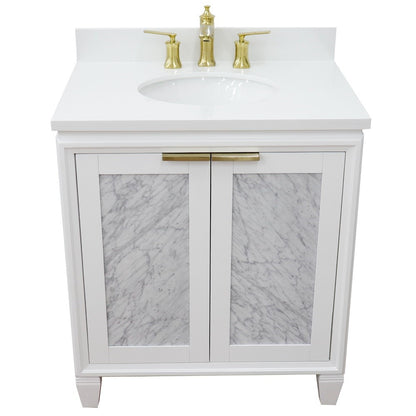 Bellaterra 31" Wood Single Vanity w/ Counter Top and Sink 400990-31-WH-WEO