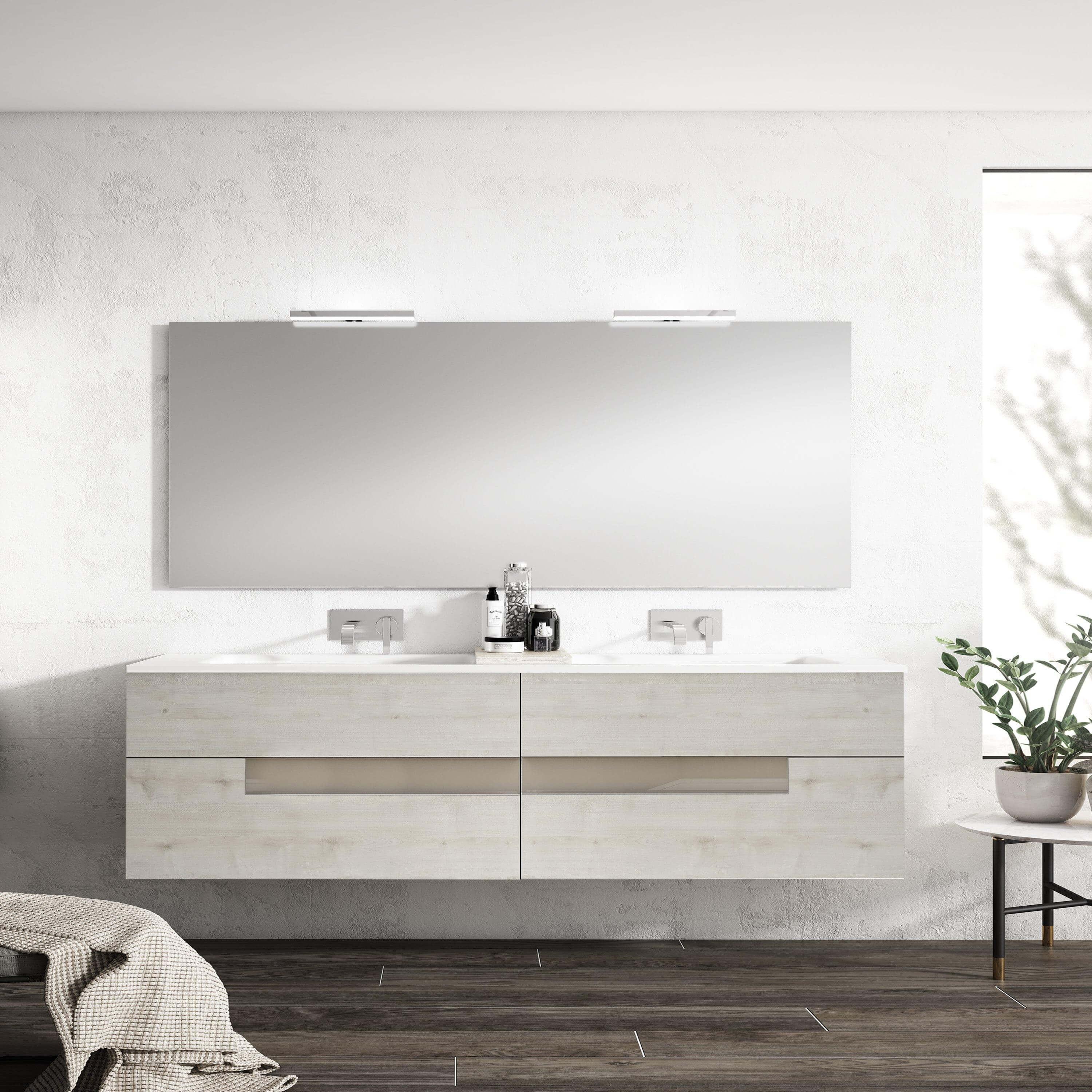 Lucena Bath Vision 80" Contemporary Wood single sink Vanity in White & White handle / Abedul & Tortora / Canela & Black / White & Black / White & Grey / Grey & White - The Bath Vanities