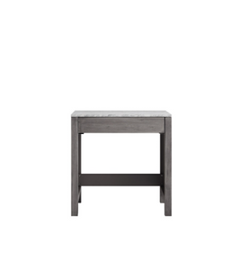 Jacques 30" Make-Up Table, White Carrara Marble Top in White/Distressed Grey/Dark Grey/Navy Blue