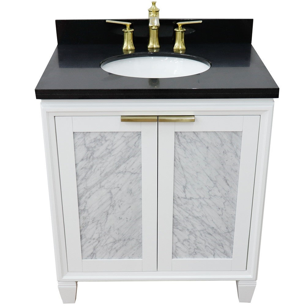 Bellaterra 31" Wood Single Vanity w/ Counter Top and Sink 400990-31-WH-BGO