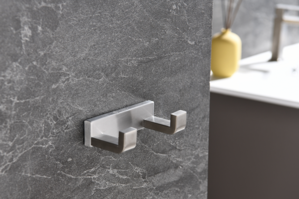 Lexora Bagno Bianca Stainless Steel Double Robe Hook