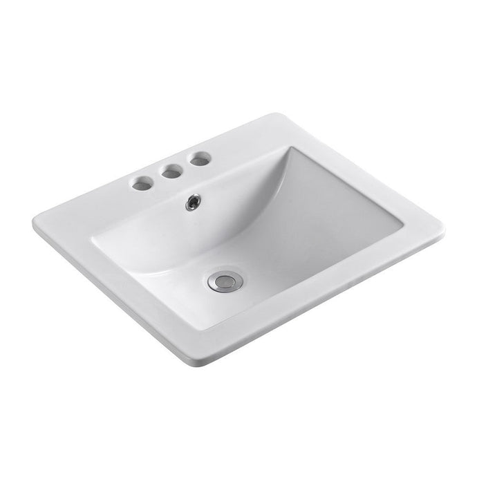 Bellaterra 21 in. Single sink Ceramic top 302118, White, Top View