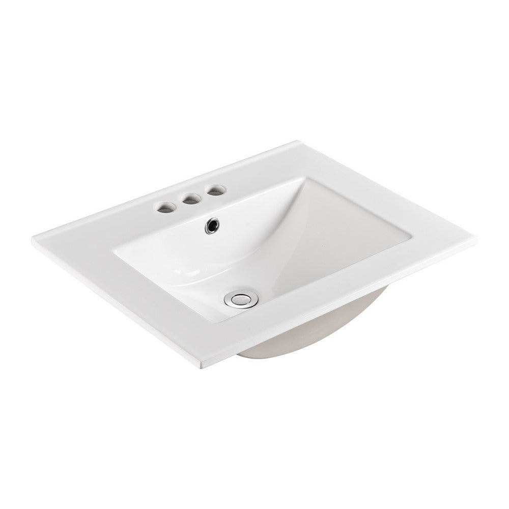 Bellaterra 24 in. Single sink Ceramic top 302418, White and Top view