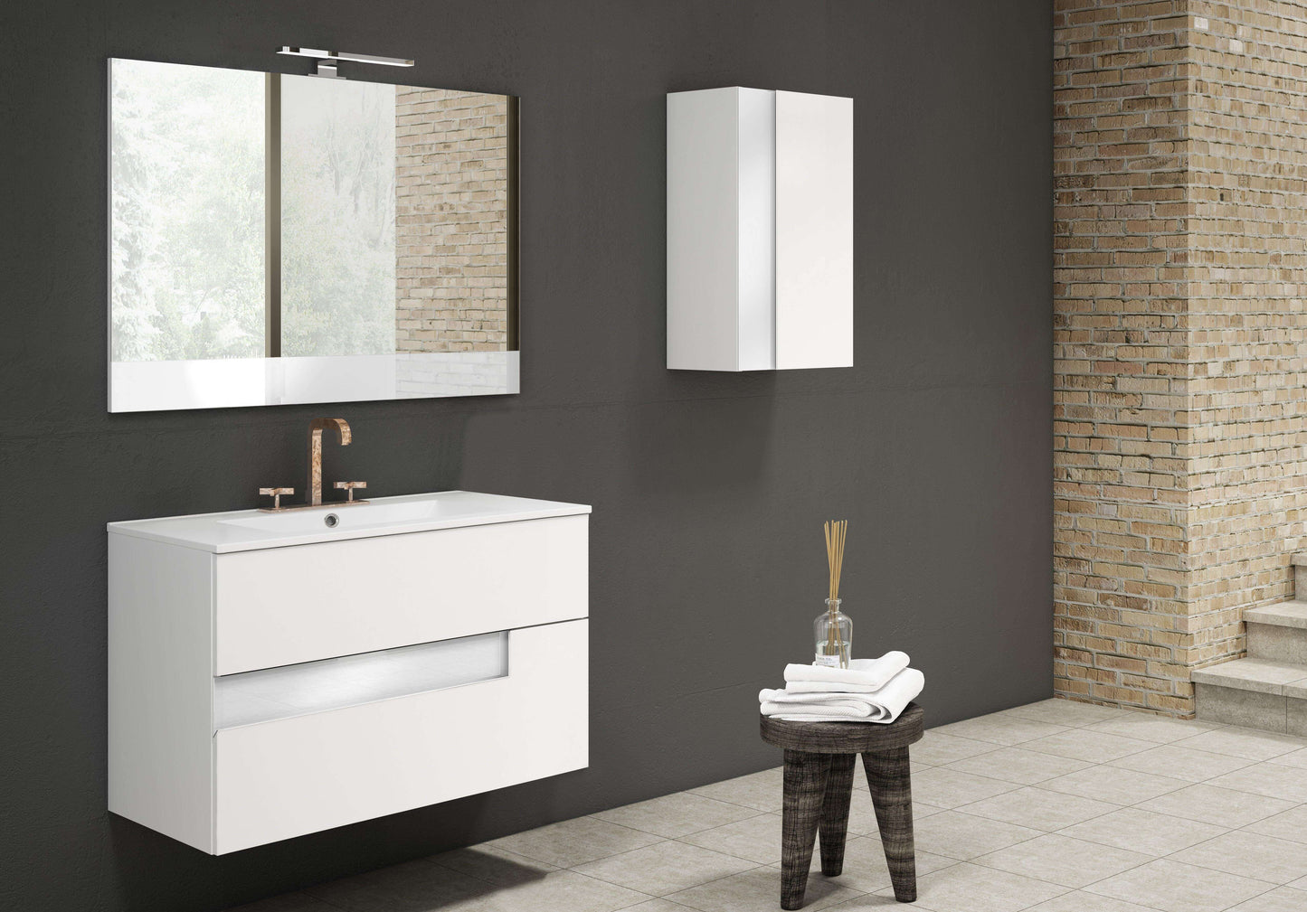 Lucena Bath Vision 48" Contemporary Wood single sink Vanity in White & White handle / Abedul & Tortora / Canela & Black / White & Black / White & Grey / Grey & White - The Bath Vanities