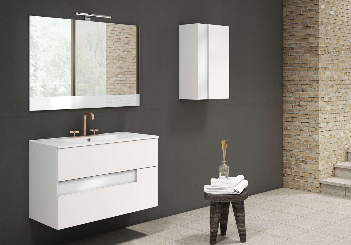 Lucena Bath Vision 32" Contemporary Wood single sink Vanity in White & White handle / Abedul & Tortora / Canela & Black / White & Black / White & Grey / Grey & White - The Bath Vanities