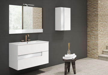 Lucena Bath Vision 32" Contemporary Wood single sink Vanity in White & White handle / Abedul & Tortora / Canela & Black / White & Black / White & Grey / Grey & White - The Bath Vanities