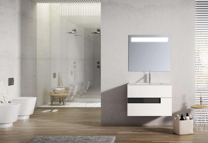 Lucena Bath Vision 32" Contemporary Wood single sink Vanity in White & White handle / Abedul & Tortora / Canela & Black / White & Black / White & Grey / Grey & White - The Bath Vanities