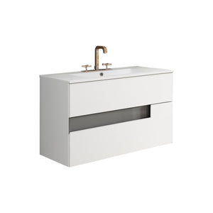 Lucena Bath Vision 32" Contemporary Wood single sink Vanity in White & White handle / Abedul & Tortora / Canela & Black / White & Black / White & Grey / Grey & White - The Bath Vanities