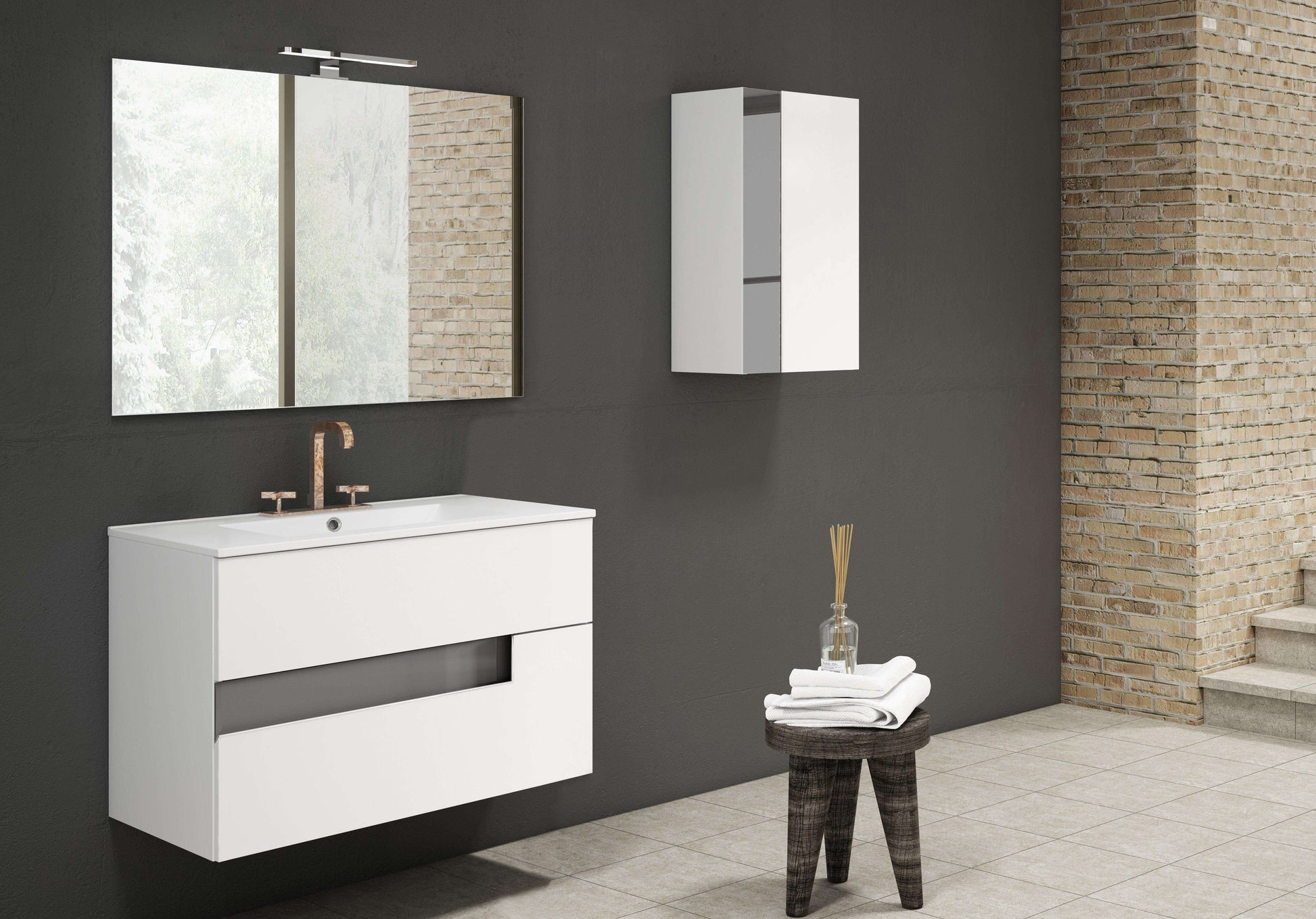 Lucena Bath Vision 48" Contemporary Wood single sink Vanity in White & White handle / Abedul & Tortora / Canela & Black / White & Black / White & Grey / Grey & White - The Bath Vanities