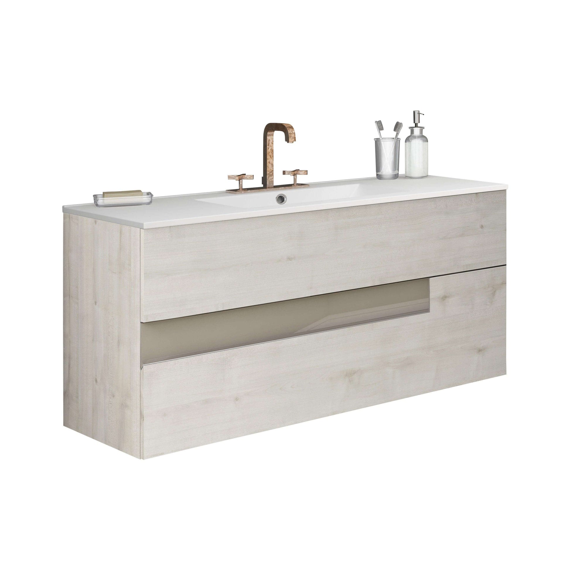 Lucena Bath Vision 48" Contemporary Wood single sink Vanity in White & White handle / Abedul & Tortora / Canela & Black / White & Black / White & Grey / Grey & White - The Bath Vanities