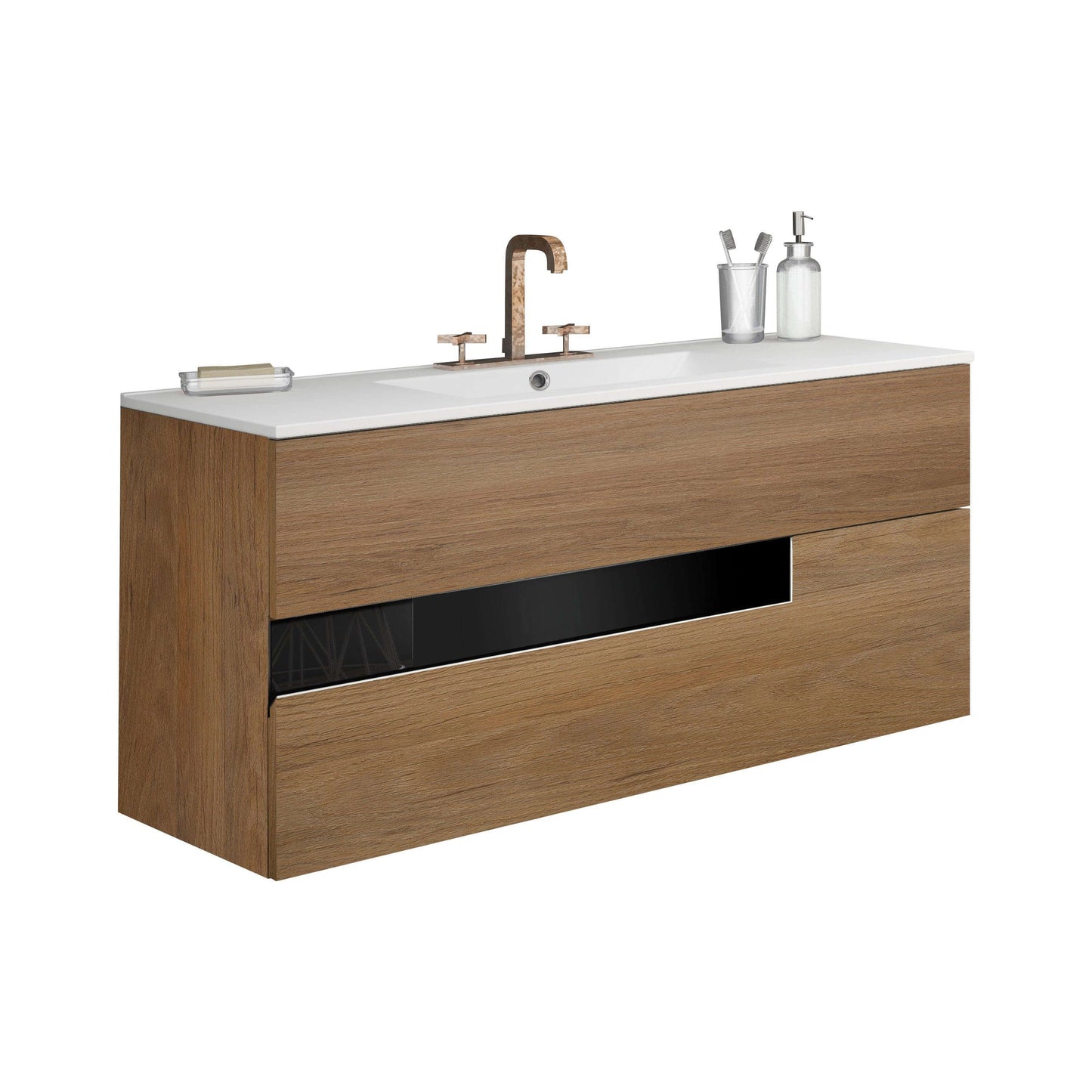 Lucena Bath Vision 64" Contemporary Wood single sink Vanity in White & White handle / Abedul & Tortora / Canela & Black / White & Black / White & Grey / Grey & White - The Bath Vanities