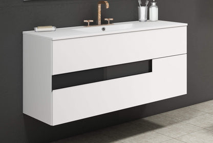 Lucena Bath Vision 48" Contemporary Wood single sink Vanity in White & White handle / Abedul & Tortora / Canela & Black / White & Black / White & Grey / Grey & White - The Bath Vanities