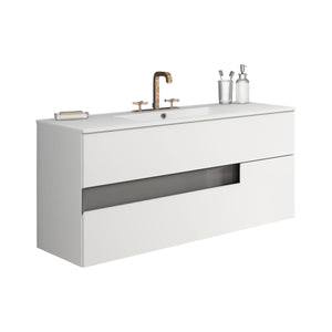 Lucena Bath Vision 64" Contemporary Wood single sink Vanity in White & White handle / Abedul & Tortora / Canela & Black / White & Black / White & Grey / Grey & White - The Bath Vanities