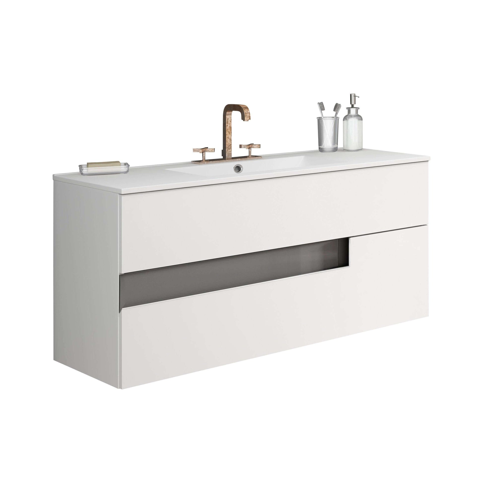 Lucena Bath Vision 40" Contemporary Wood single sink Vanity in White & White handle / Abedul & Tortora / Canela & Black / White & Black / White & Grey / Grey & White - The Bath Vanities