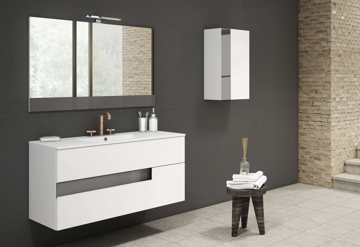 Lucena Bath Vision 48" Contemporary Wood single sink Vanity in White & White handle / Abedul & Tortora / Canela & Black / White & Black / White & Grey / Grey & White - The Bath Vanities