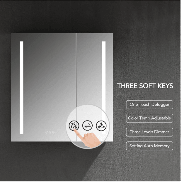 Blossom Pillar LED Medicine Cabinet w/ Defogger 3 Sizes Available