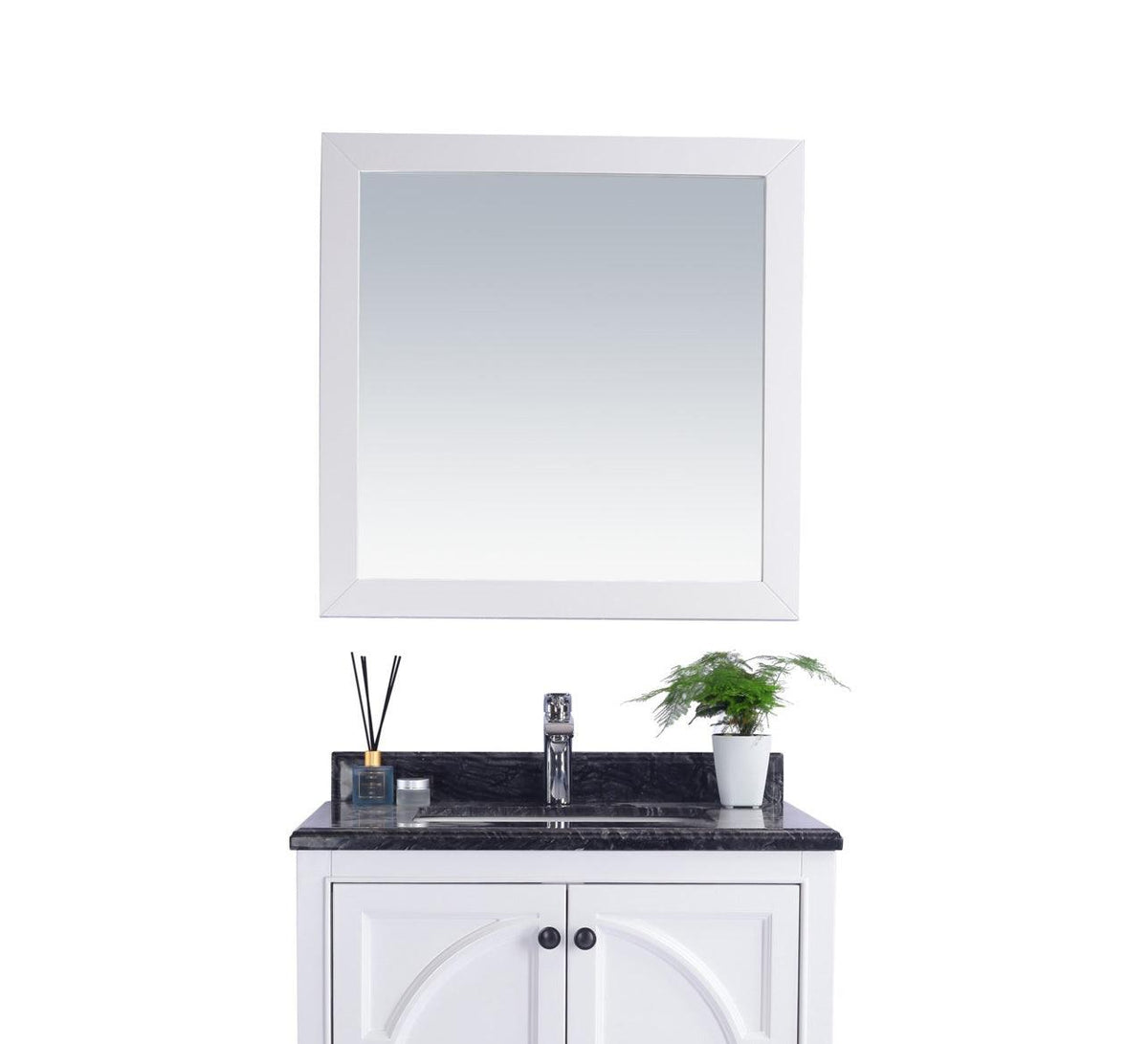 Nova 28" 31321529-MR-W Framed Square White Mirror 1