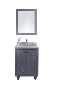 Laviva Odyssey 24" Maple Grey Bathroom Vanity Set, White Stripes Marble Top