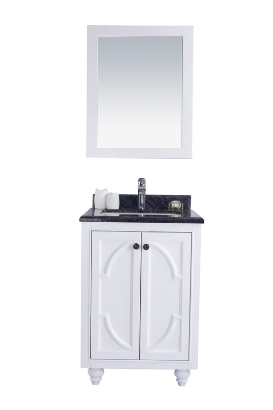 Laviva Odyssey 24" White Bathroom Vanity Set Black Wood Marble Top