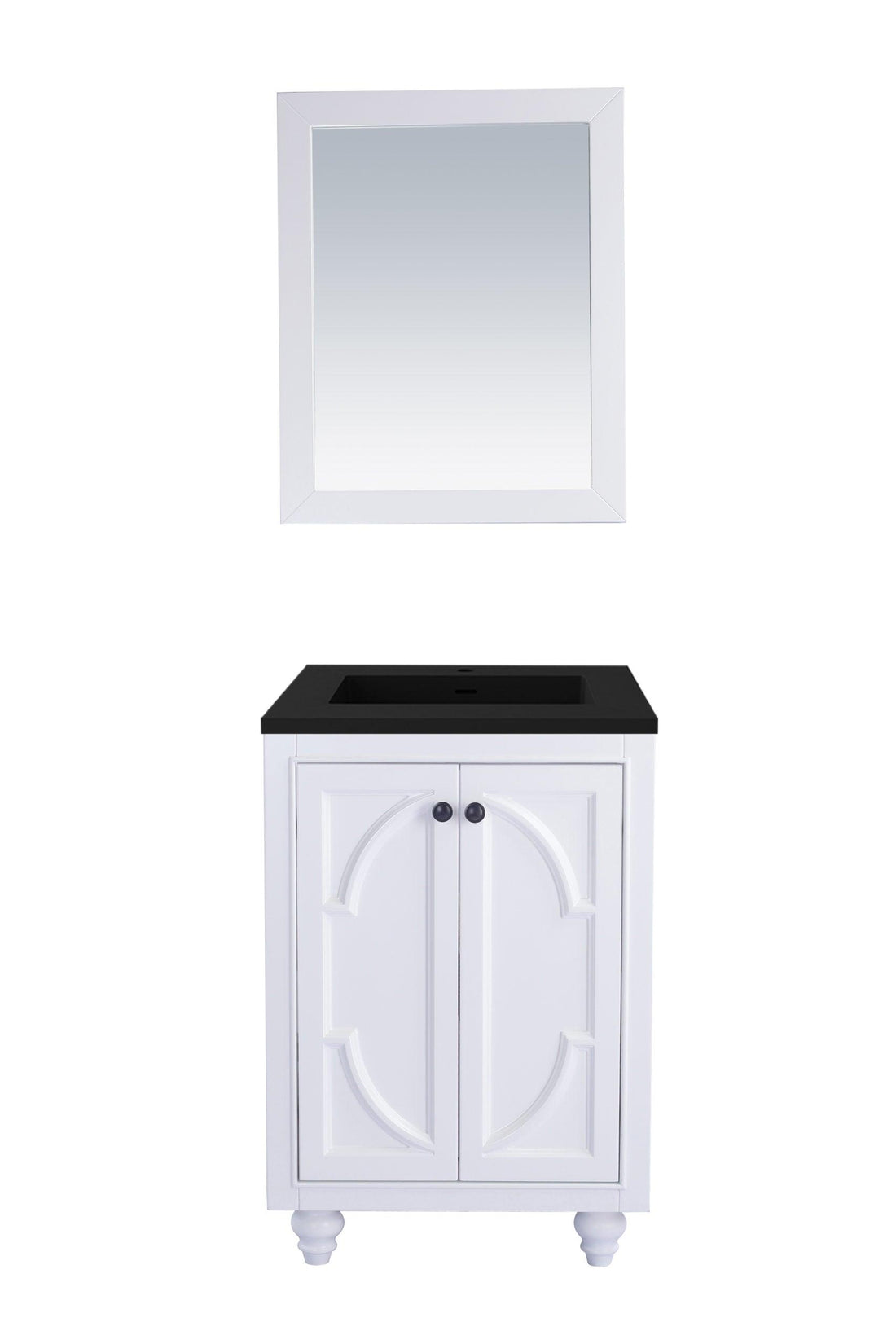 Laviva Odyssey 24" White Bathroom Vanity Set Black Wood Marble Top