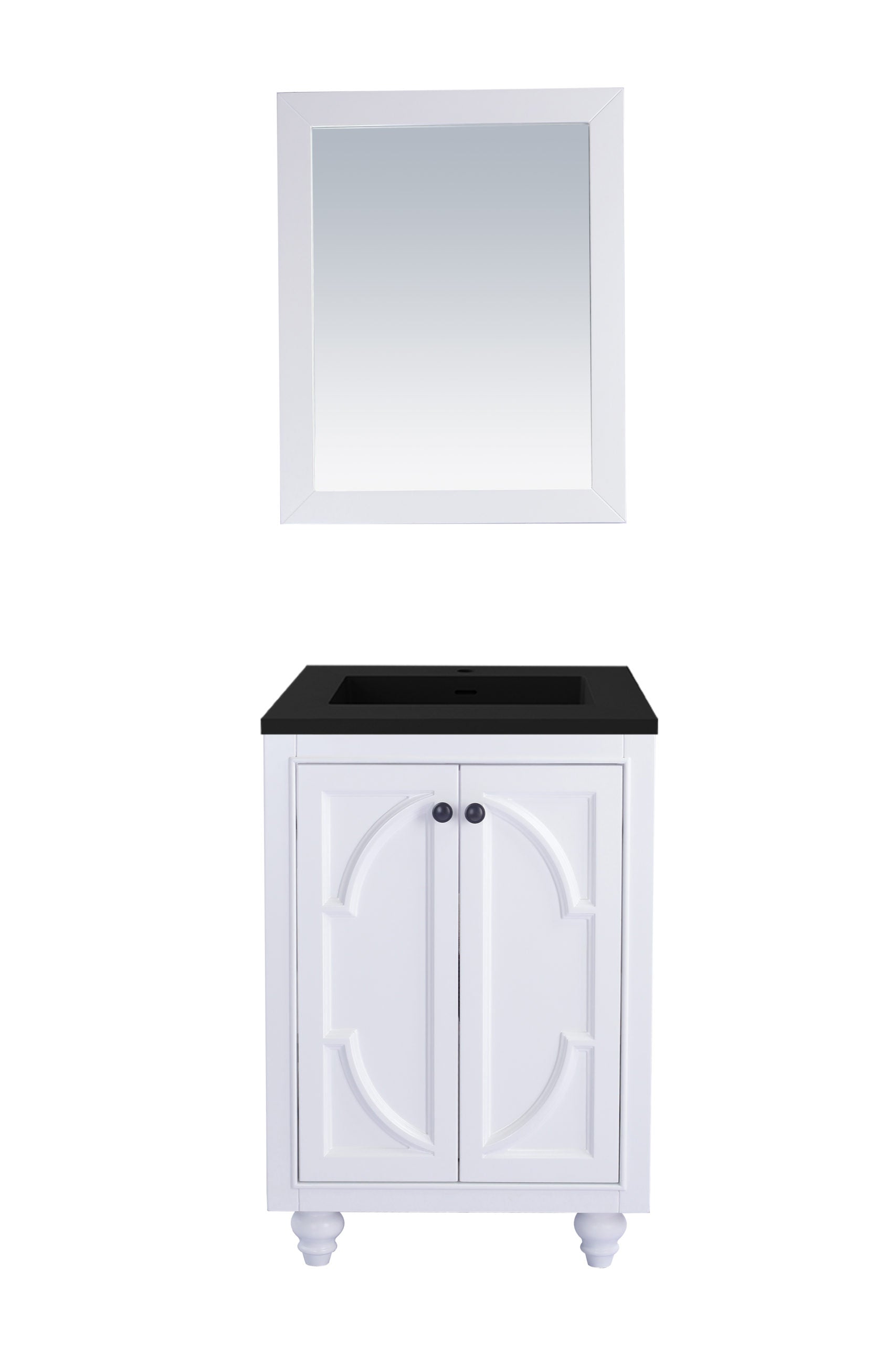 Laviva Odyssey 24" White Bathroom Vanity Set Matte Black  Top