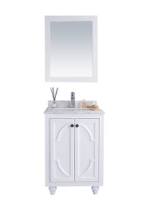 Laviva Odyssey 24" White Bathroom Vanity Set, White Carrara Marble Top