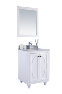 Laviva Odyssey 24" White Bathroom Vanity Set, White Stripes Marble Top