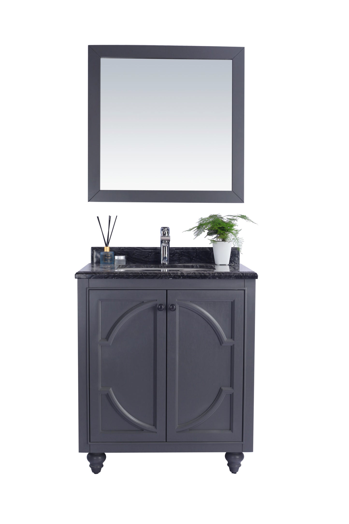 Laviva Odyssey 30" Maple Grey Bathroom Vanity Set Black Wood Marble Top