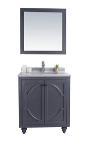 Laviva Odyssey 30" Maple Grey Bathroom Vanity Set, White Stripes Marble Top