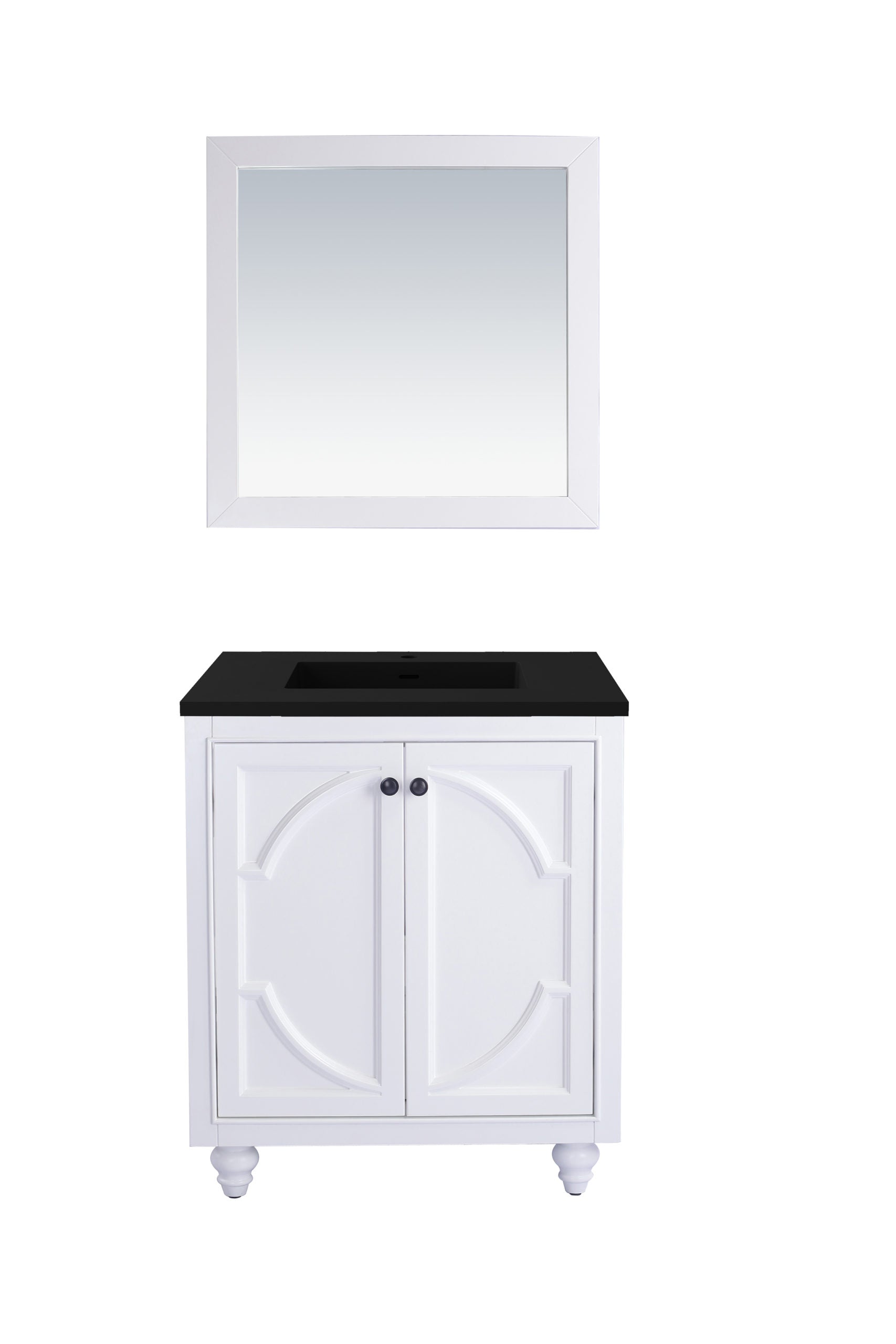 Laviva Odyssey 30" White Bathroom Vanity Set Matte Black  Top