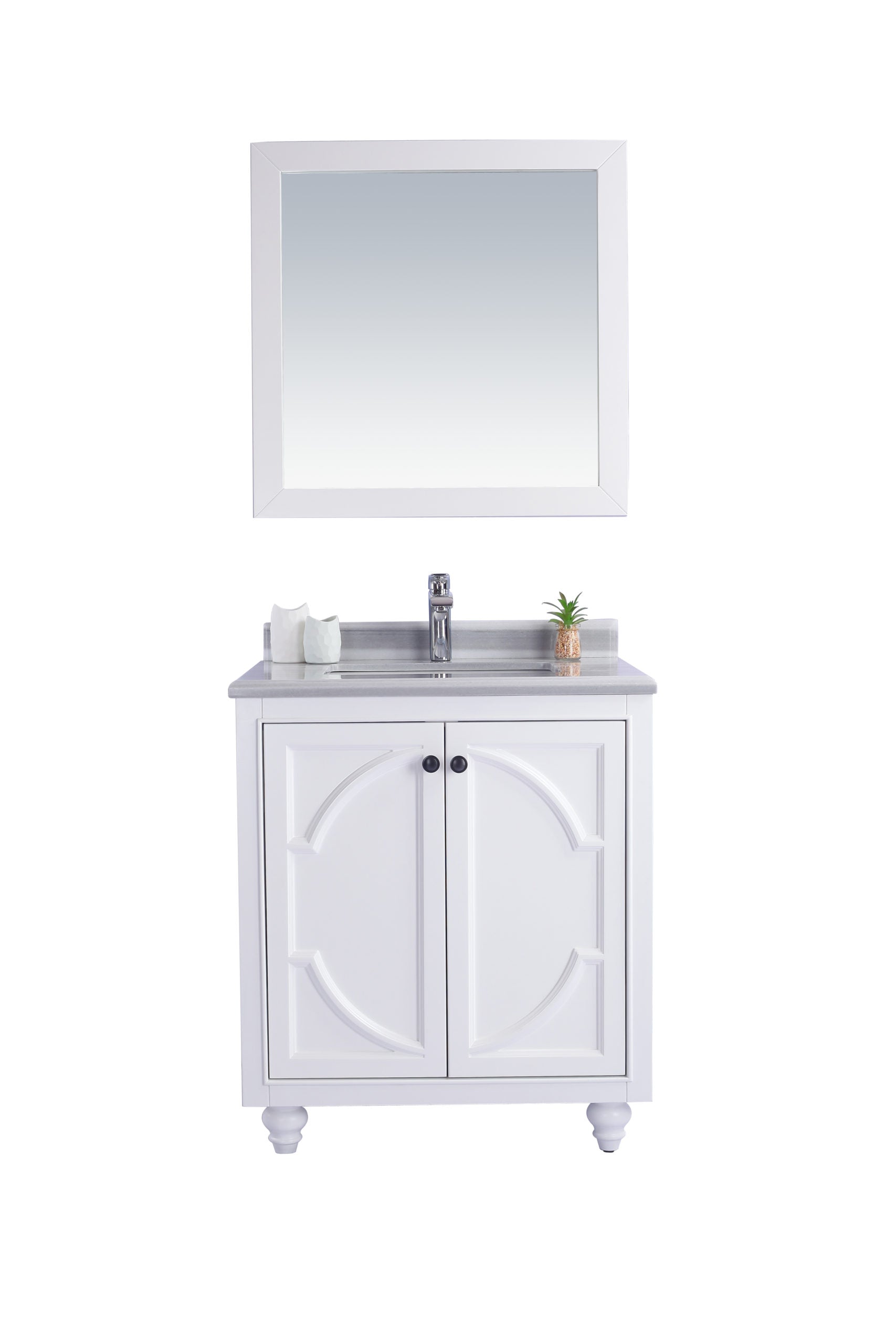 Laviva Odyssey 30" White Bathroom Vanity Set White Stripes Marble  Top