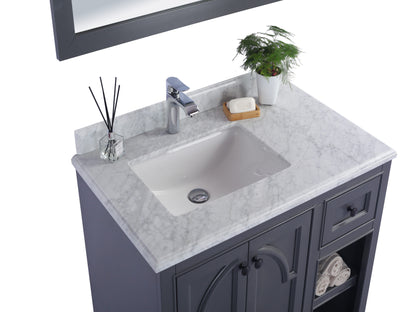 Laviva Odyssey 36" Single Hole Countertop, Left Offset Rectangular Ceramic Sink