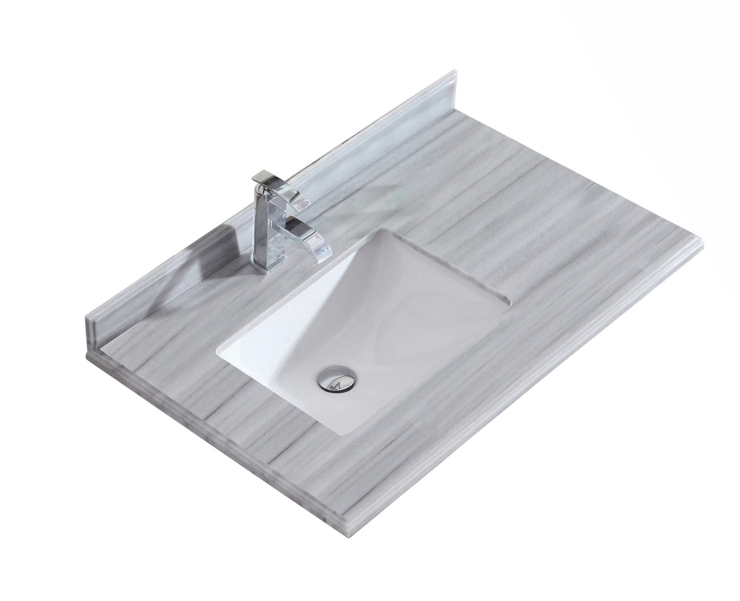 Laviva Odyssey 36" Single Hole Countertop, Left Offset Sink, White Stripes  313613-36-BS