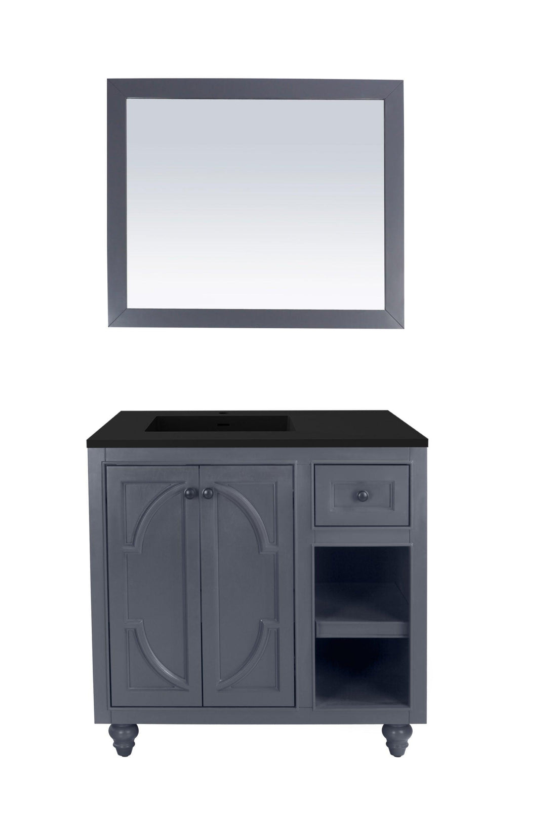 Laviva Odyssey 36", Maple Grey Traditional Bathroom Vanity Countertop finish Black Wood Marble, 313613-36G-BW