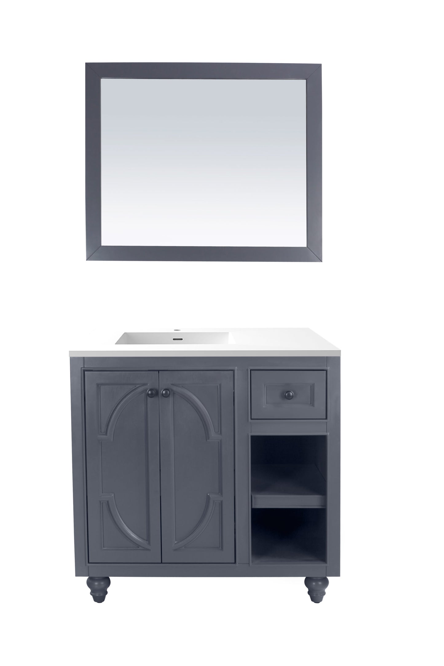 Laviva Odyssey 36", Maple Grey Traditional Bathroom Vanity Countertop finish Matte White, 313613-36G-MW