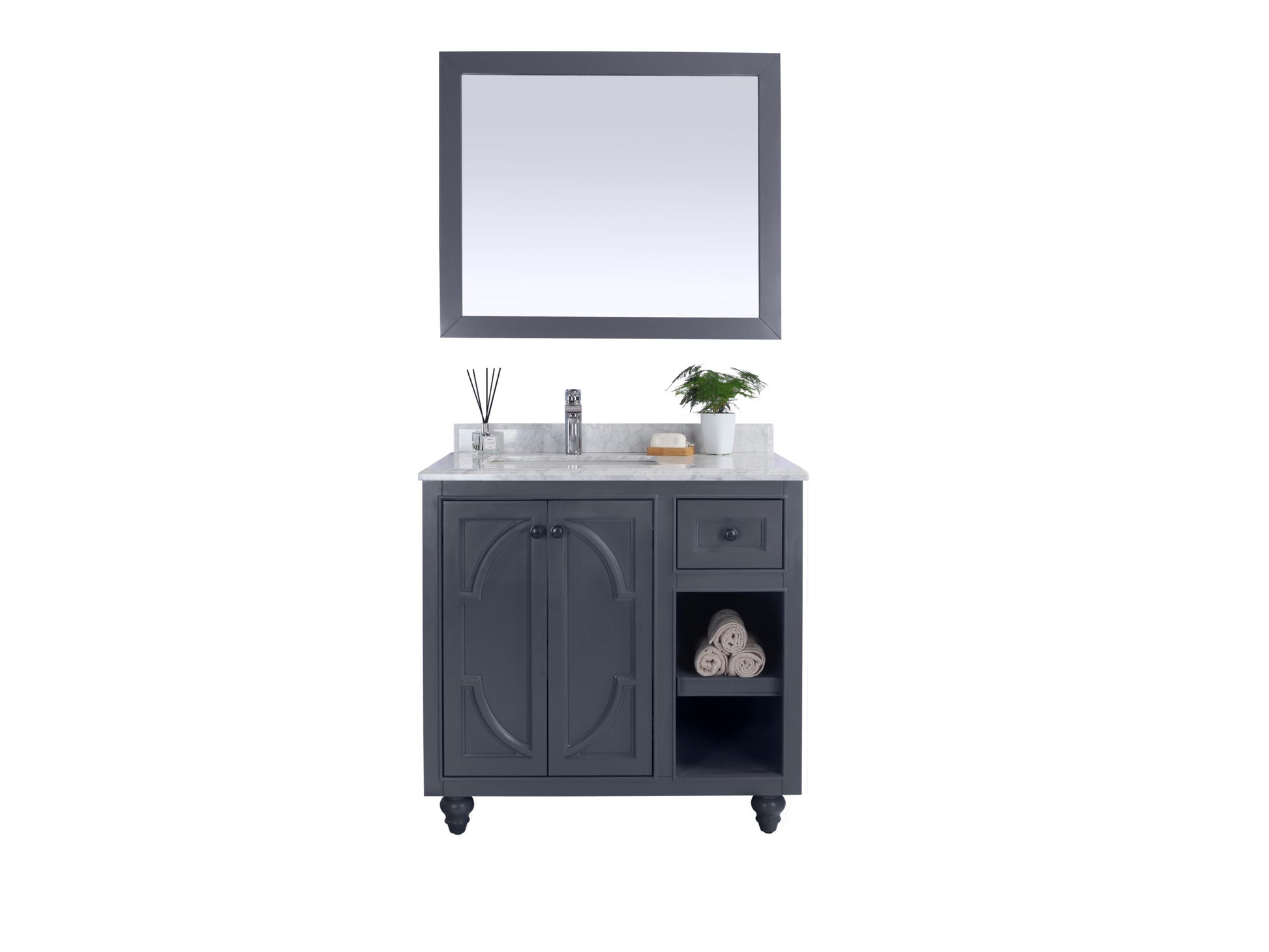 Laviva Odyssey 36", Maple Grey Traditional Bathroom Vanity Countertop finish White Marble, 313613-36G-WC