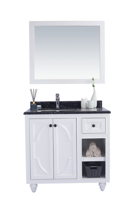 Laviva Odyssey 36", White Traditional Bathroom Vanity Countertop finish Black Wood Marble, 313613-36W-BW