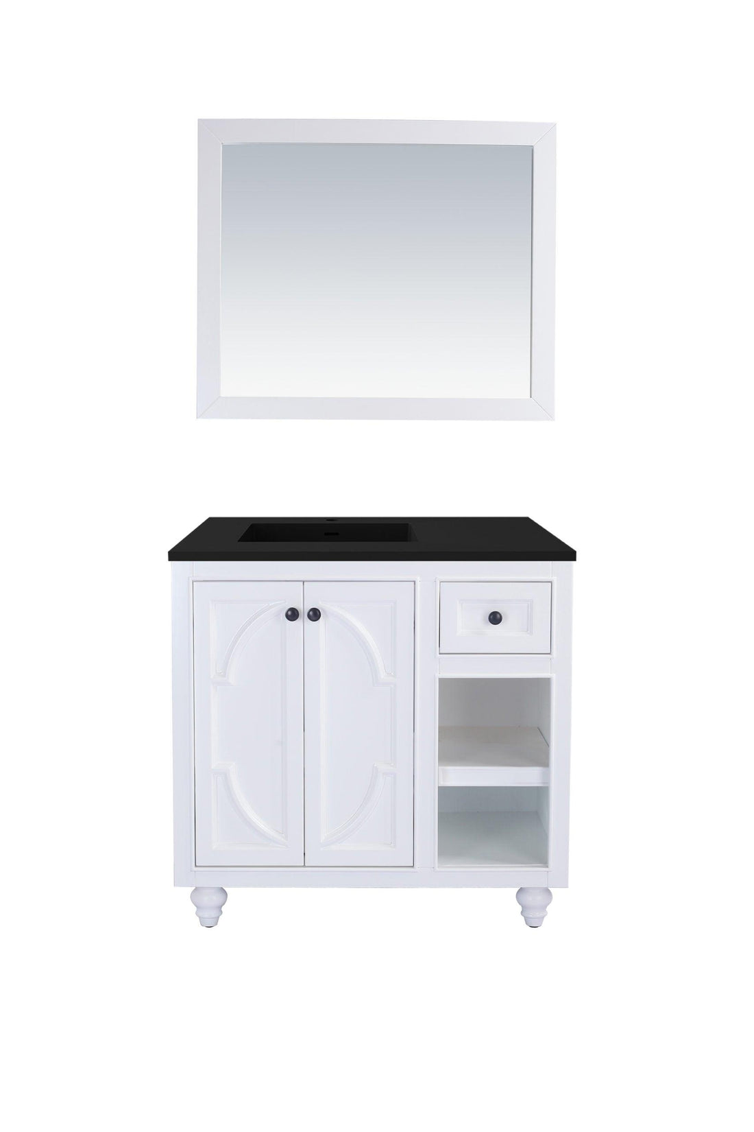Laviva Odyssey 36", White Traditional Bathroom Vanity Countertop finish Black Wood Marble, 313613-36W-BW