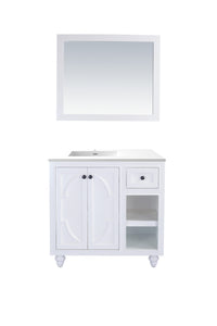 Laviva Odyssey 36", White Traditional Bathroom Vanity Countertop finish Matte White Marble, 313613-36W-BW
