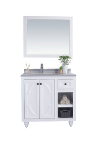 Laviva Odyssey 36", White Traditional Bathroom Vanity Countertop finish White Stripes Marble, 313613-36W-WS