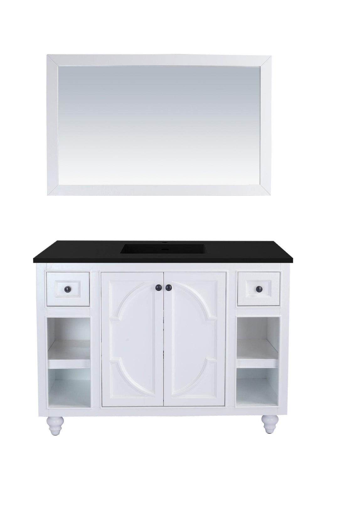 Laviva Odyssey 48", White Traditional Bathroom Vanity Countertop finish Black Wood Marble, 313613-4W-BW