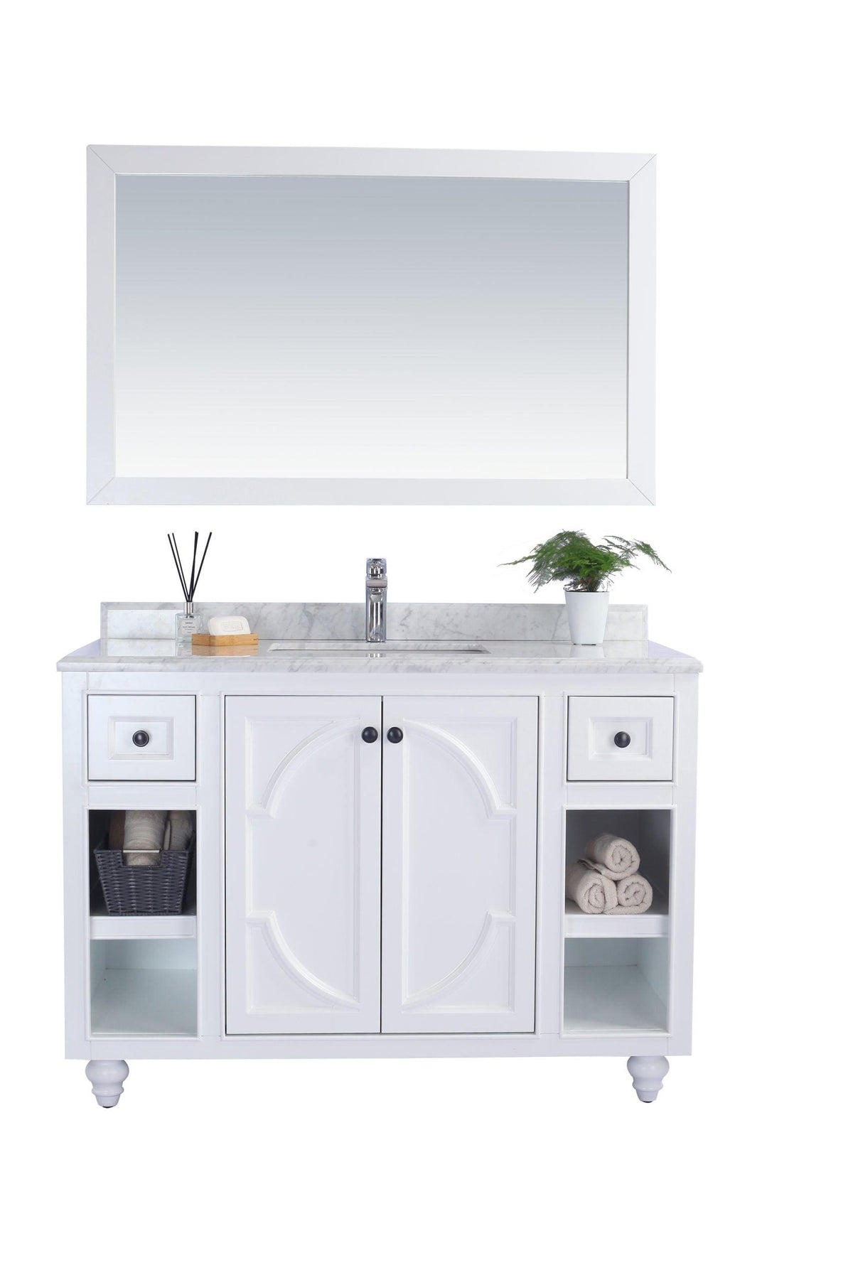 Laviva Odyssey 48", White Traditional Bathroom Vanity Countertop finish White Marble, 313613-48W-WC