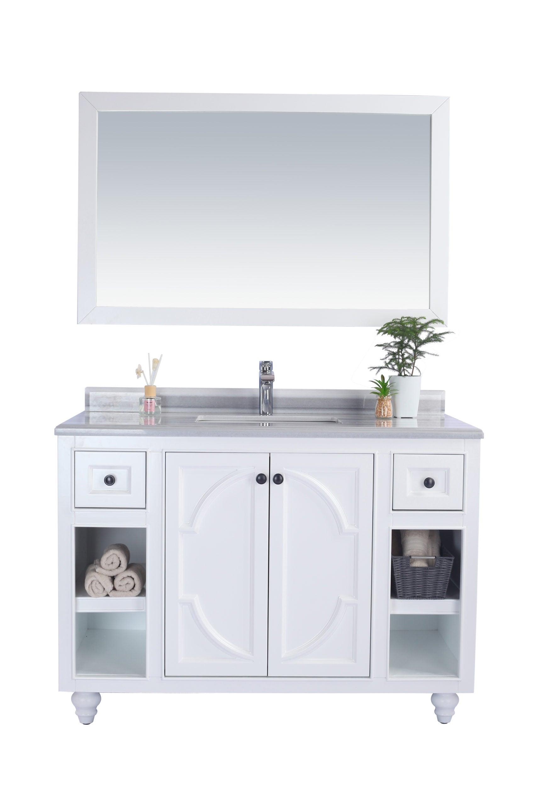 Laviva Odyssey 48", White Traditional Bathroom Vanity Countertop finish White Stripe Marble, 313613-48W-WS