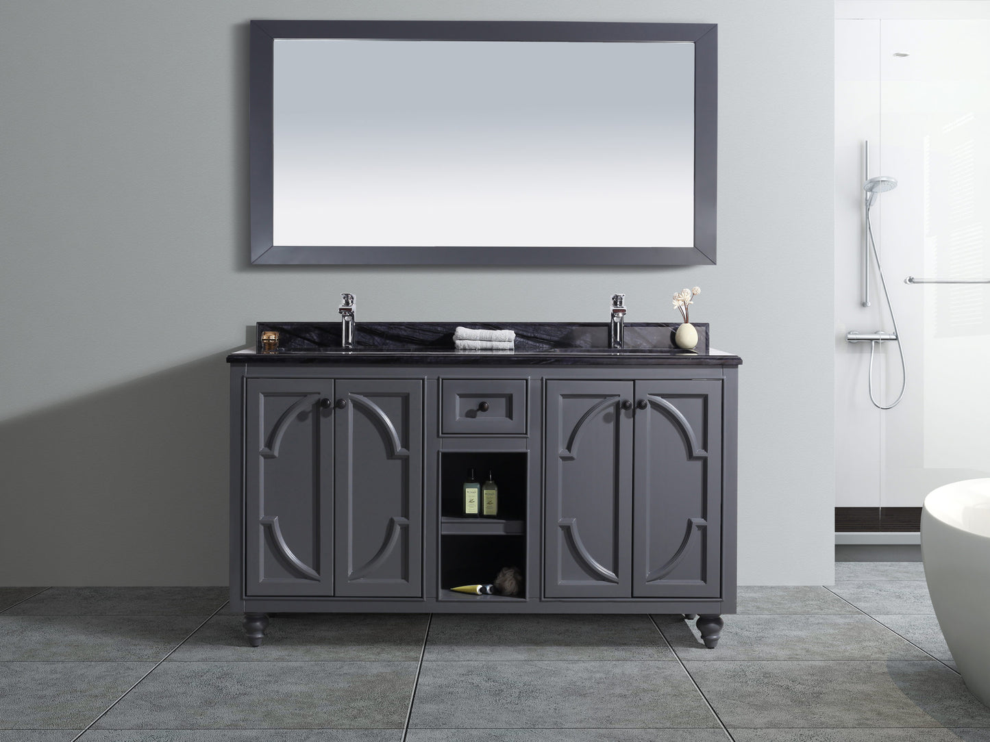 Laviva Odyssey 60" Maple Grey Double Sink Bathroom Vanity Set