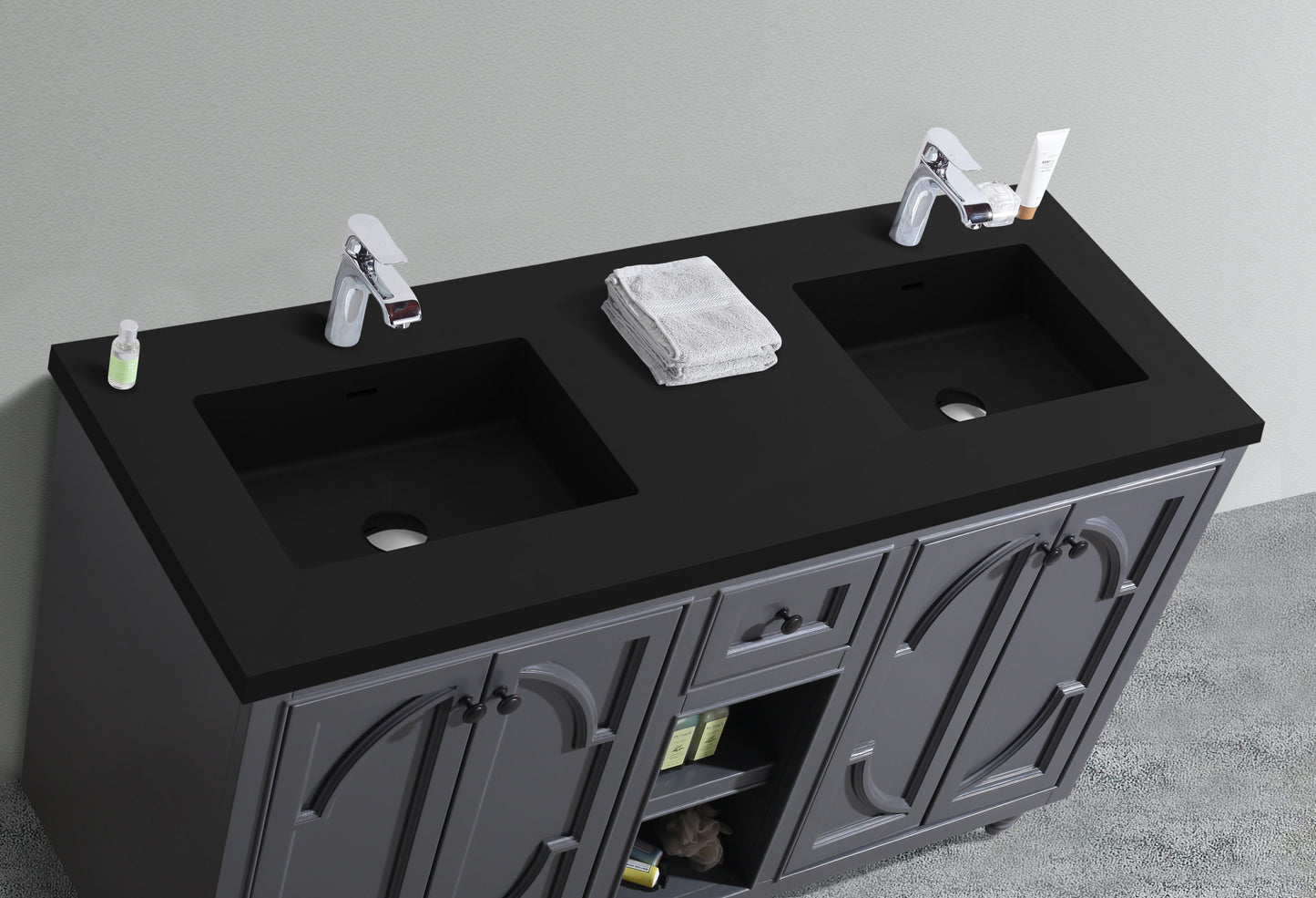 Laviva Odyssey 60" Maple Grey Double Sink Bathroom Vanity Set